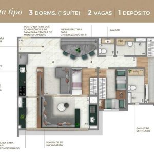 Planta Villaggio Tatuape Dormitorios